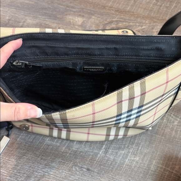 Burberry Tan and Black large Checkered Crossbody Messenger Bag - Picture 8 of 16